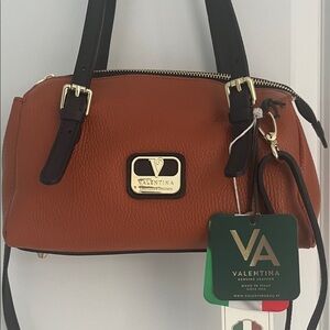 Valentina brown and Black genuine leather Crossbody Bag (made in Italy)